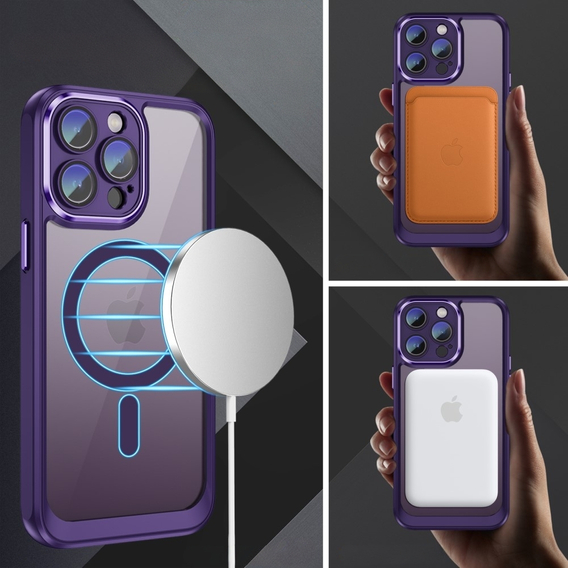 Чохол для iPhone 15 Pro, ERBORD Impact Guard, MagSafe, темно-фіолетовий