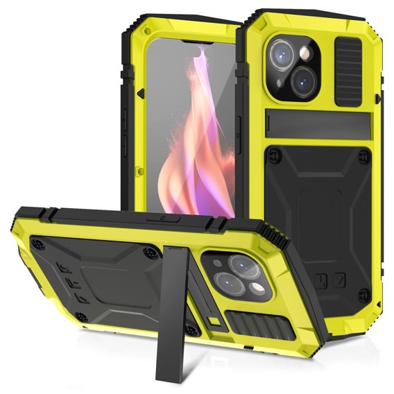Чохол для iPhone 15, R-JUST, броньований, жовтий / чорний