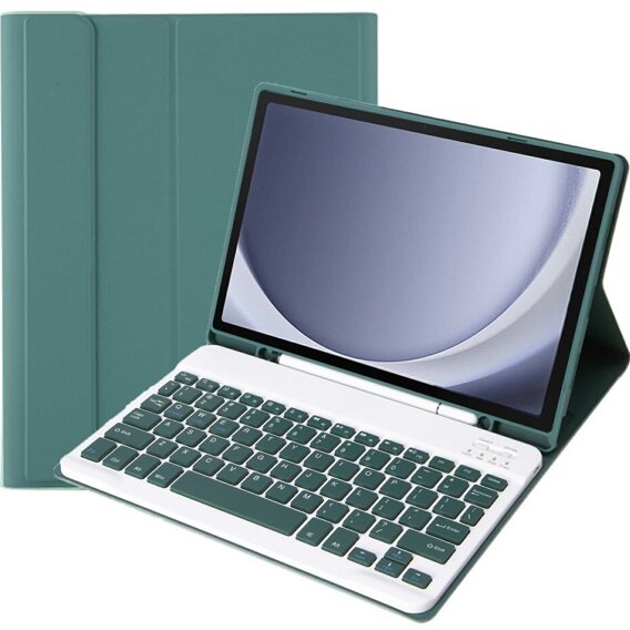 Чохол + клавіатура Samsung Galaxy Tab A9+, Leather Pen Slot, темно-зелений
