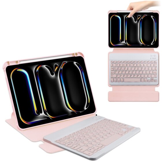 Чохол + клавіатура Samsung Galaxy Tab S9 FE+ Plus, Rotary 360° Leather, рожевий