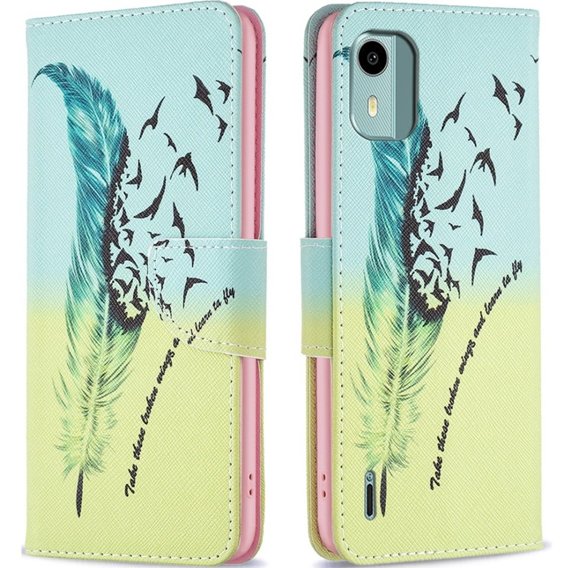 Чохол-книжка для Nokia C12 4G, Wallet, feather, м'яти