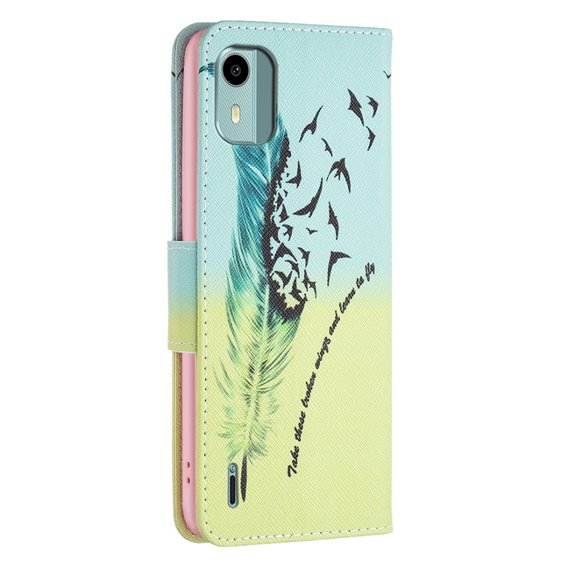 Чохол-книжка для Nokia C12 4G, Wallet, feather, м'яти