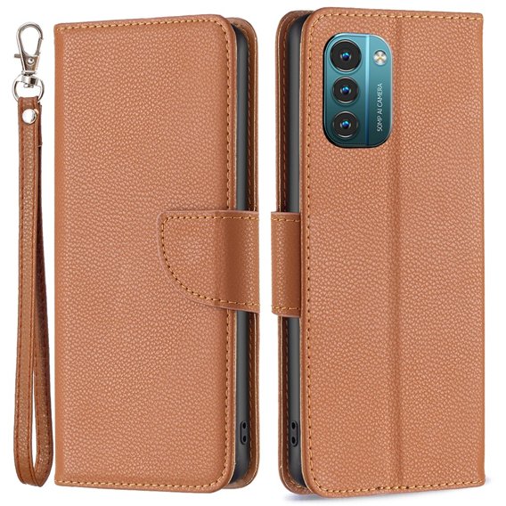 Чохол-книжка для Nokia G11 / G21, Litchi Wallet Case, коричневий