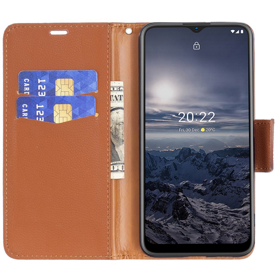 Чохол-книжка для Nokia G11 / G21, Litchi Wallet Case, коричневий