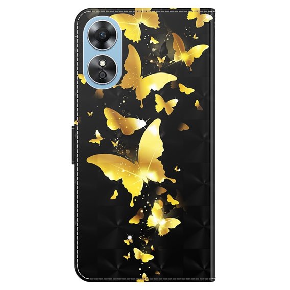 Чохол-книжка для Oppo A17, Wallet Light Spots Decor Butterfly, золотий