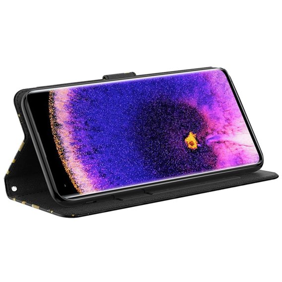 Чохол-книжка для Oppo A17, Wallet Light Spots Decor Butterfly, золотий