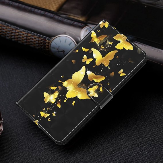 Чохол-книжка для Oppo A17, Wallet Light Spots Decor Butterfly, золотий