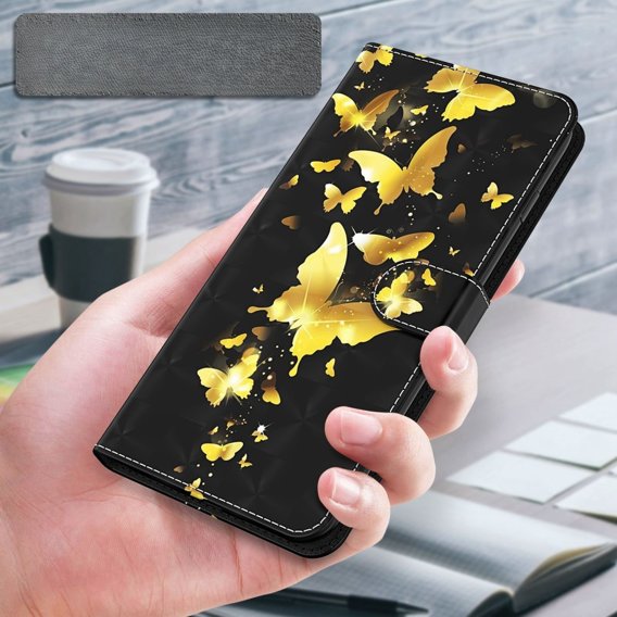 Чохол-книжка для Oppo A17, Wallet Light Spots Decor Butterfly, золотий