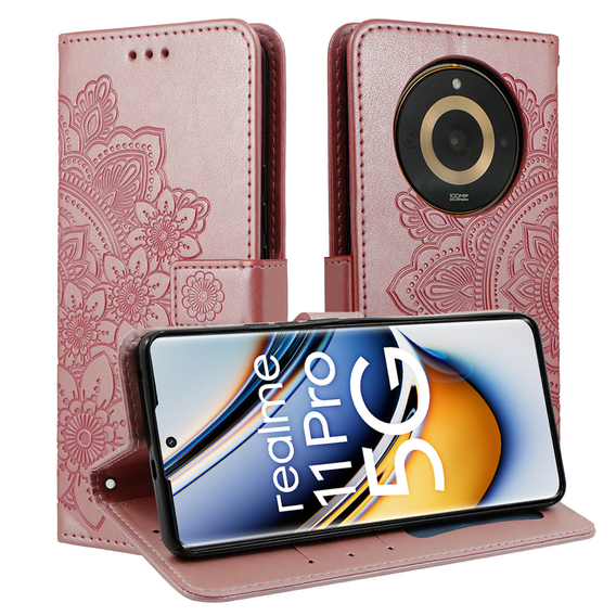 Чохол-книжка для Realme 11 Pro 5G / Pro+ 5G, Mandala Flower, рожевий