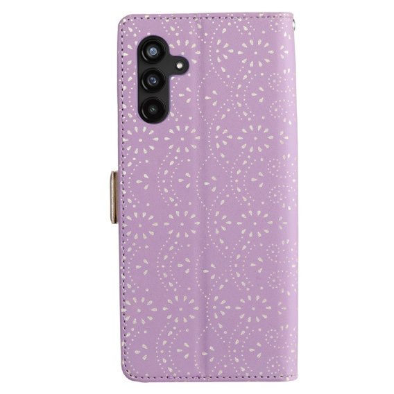 Чохол-книжка для Samsung Galaxy A34 5G, Wallet Pocket, Zipper Lace, фіолетовий