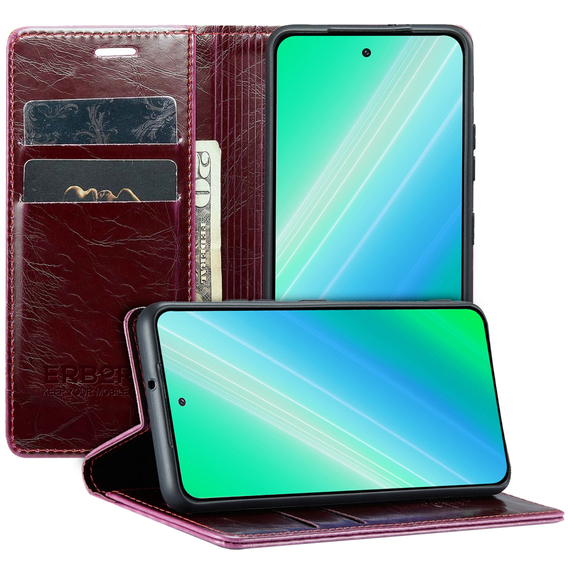 Чохол-книжка для Samsung Galaxy S23 Ultra, ERBORD Waxy Wallet, червоний