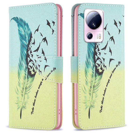 Чохол-книжка для Xiaomi 13 Lite, Wallet, feather, м'яти