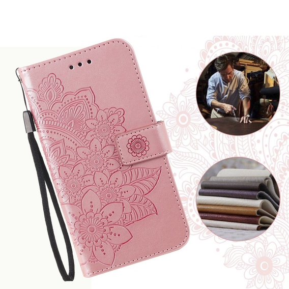 Чохол-книжка для Xiaomi Redmi Note 13 5G, Mandala, рожевий rose gold