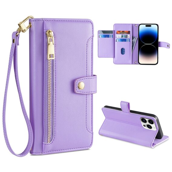 Чохол-книжка для iPhone 14 Pro Max, Wallet Zipper Pocket, фіолетовий