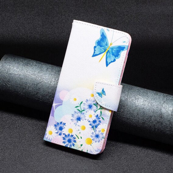 Чохол-розкладачка для Samsung Galaxy S23 FE, гаманець, метелик і квіти, білий