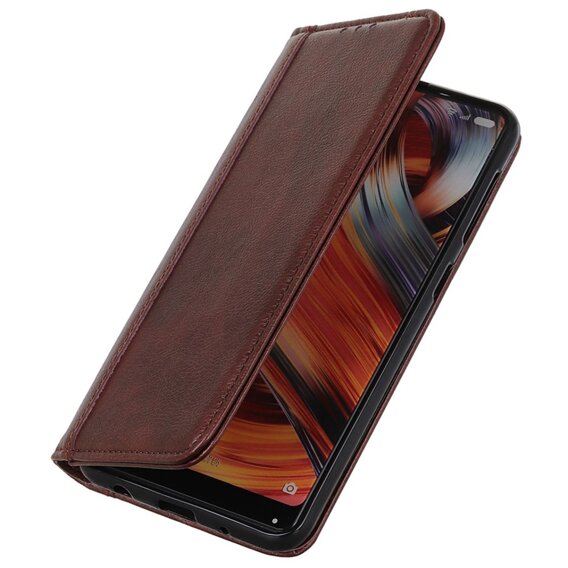 Чохол-фліп для Xiaomi Poco F6, Split Leather, коричневий