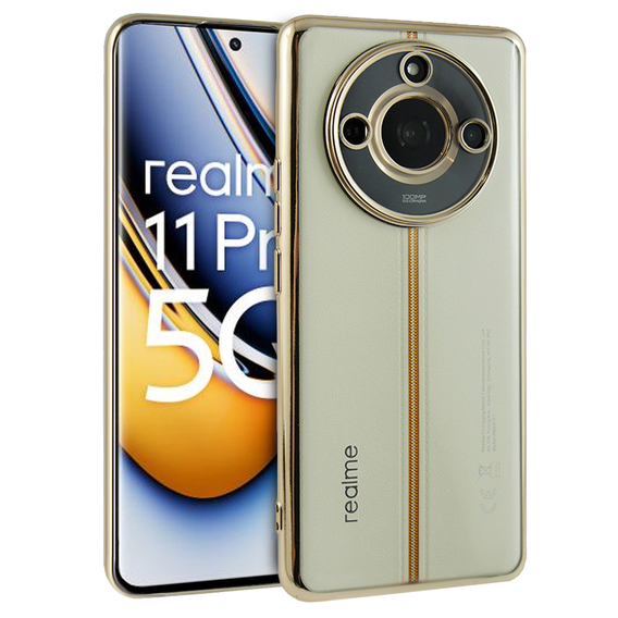 Чохол Electroplating Frame для Realme 11 Pro 5G / Pro+ 5G, clear / gold