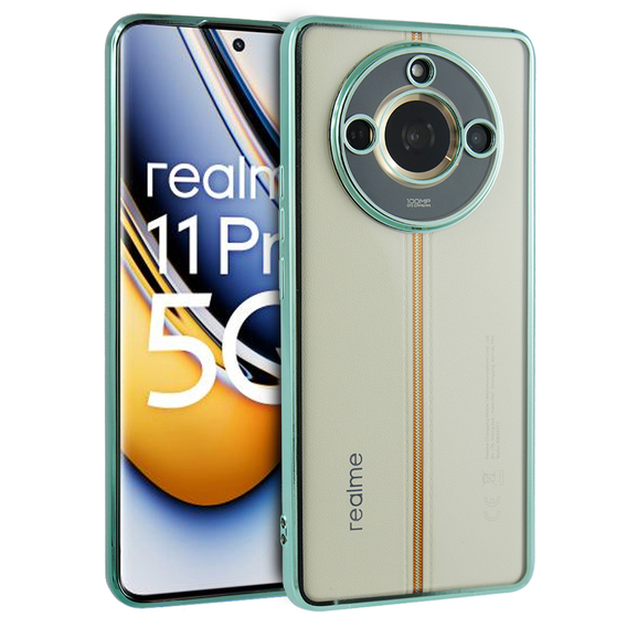 Чохол Electroplating Frame для Realme 11 Pro 5G / Pro+ 5G, clear / green