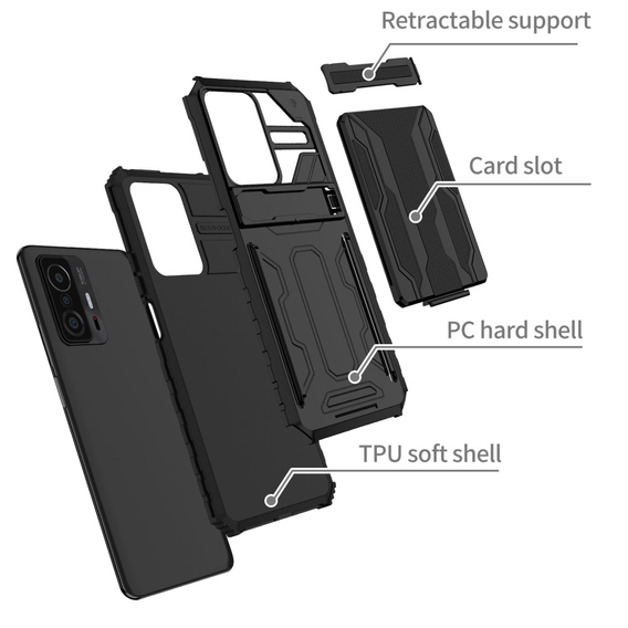 Чохол KickStand для Xiaomi 11T/11T Pro, Card Slot,  Black
