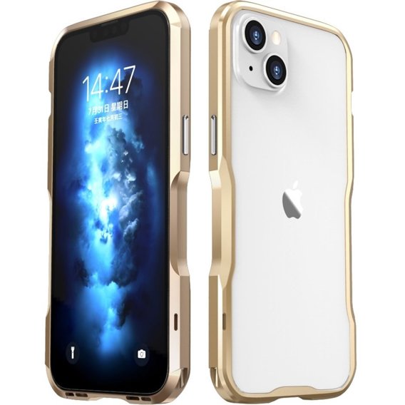 Чохол LUPHIE для iPhone 14, Armor Bumper, золотий