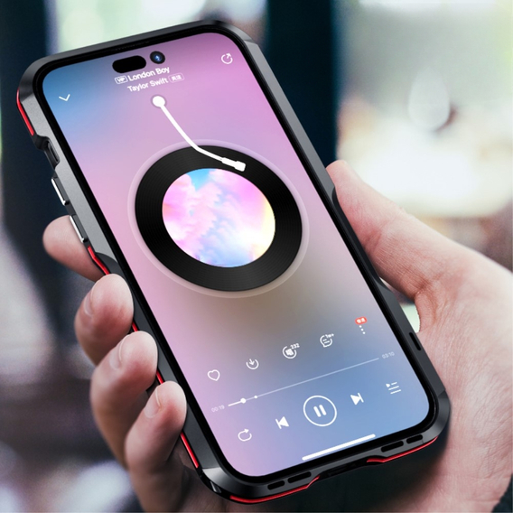 Чохол LUPHIE для iPhone 14 Pro, Armor Bumper, чорний / червоний