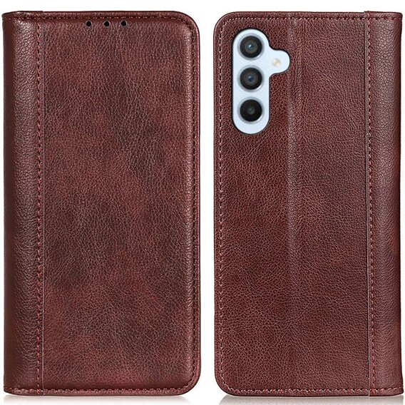 Чoхол до Samsung Galaxy S24, Wallet Litchi Leather, коричневий