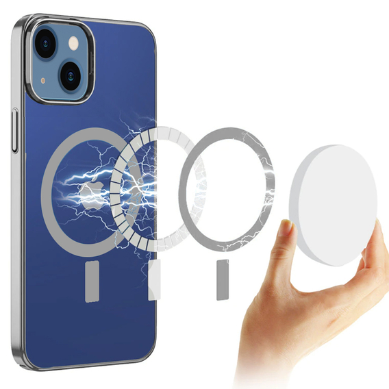 Чoхол до iPhone 13 mini, ERBORD Hybrid MagSafe Case, сріблястий
