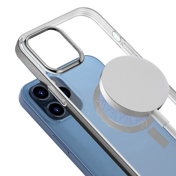 Чoхол до iPhone 13 mini, ERBORD Hybrid MagSafe Case, сріблястий