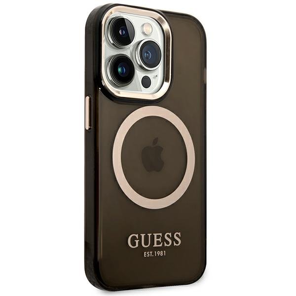 Чoхол GUESS до iPhone 14 Pro Max, Gold Outline Translucent MagSafe, чорний