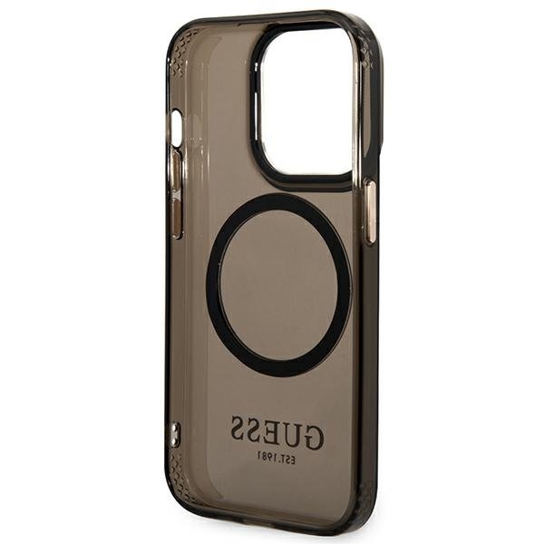 Чoхол GUESS до iPhone 14 Pro Max, Gold Outline Translucent MagSafe, чорний