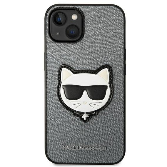 Чoхол Karl Lagerfeld до iPhone 14 Plus, Saffiano Choupette Head Patch, сріблястий