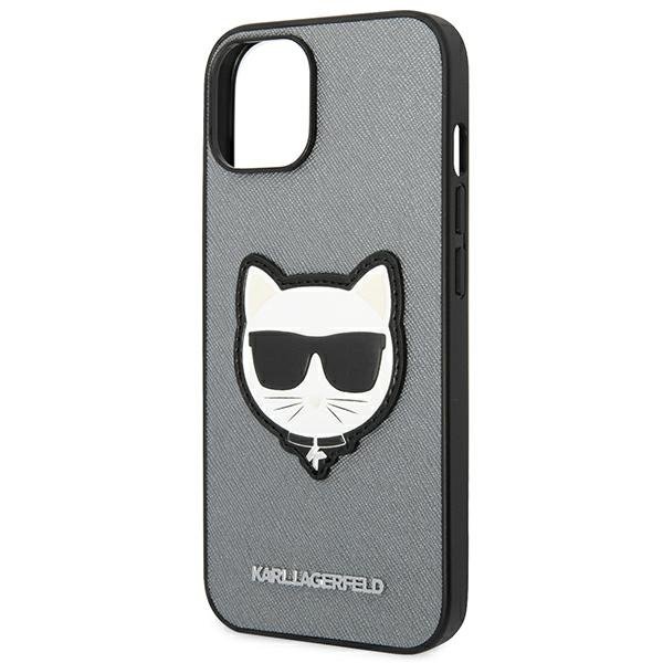 Чoхол Karl Lagerfeld до iPhone 14 Plus, Saffiano Choupette Head Patch, сріблястий