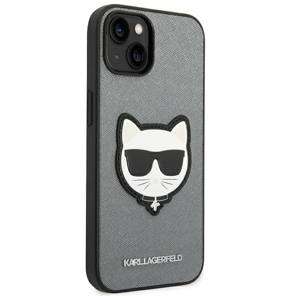 Чoхол Karl Lagerfeld до iPhone 14 Plus, Saffiano Choupette Head Patch, сріблястий