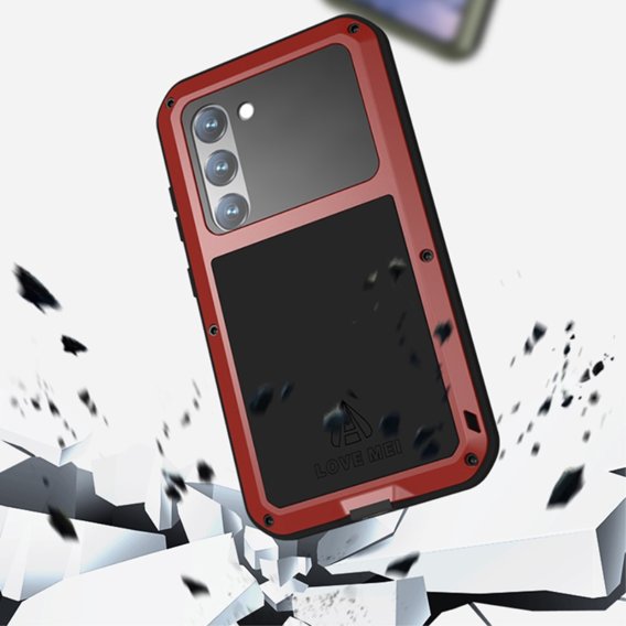 Чoхол Love Mei до Samsung Galaxy S23, armored with glass, червоний