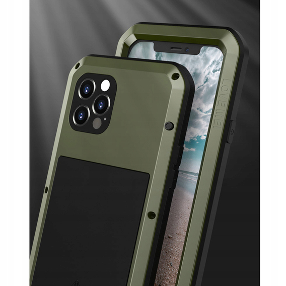 Чoхол Love Mei до iPhone 12 Pro, armored with glass, зелений