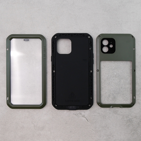 Чoхол Love Mei до iPhone 12, armored with glass, зелений