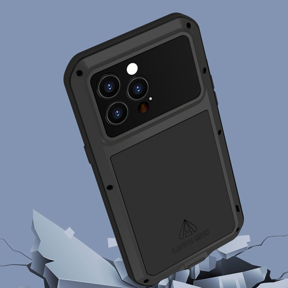 Чoхол Love Mei до iPhone 14 Pro Max, armored with glass, чорний