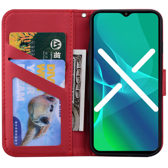 Чoхол Wallet до Samsung Galaxy A22 5G, Cat, Red