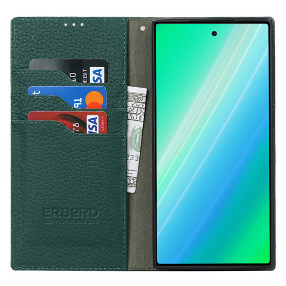 Шкіряний чохол для Samsung Galaxy S23 Plus, ERBORD Grain Leather, зелена