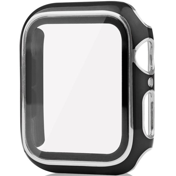 2в1 чохол та захисне скло для годинника Apple Watch 4/5/6/SE 44mm, Black / Silver