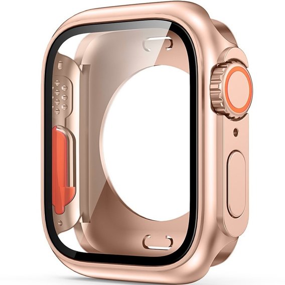 2в1 чохол та захисне скло для годинника Apple Watch 7/8 45MM, Rose Gold/Orange