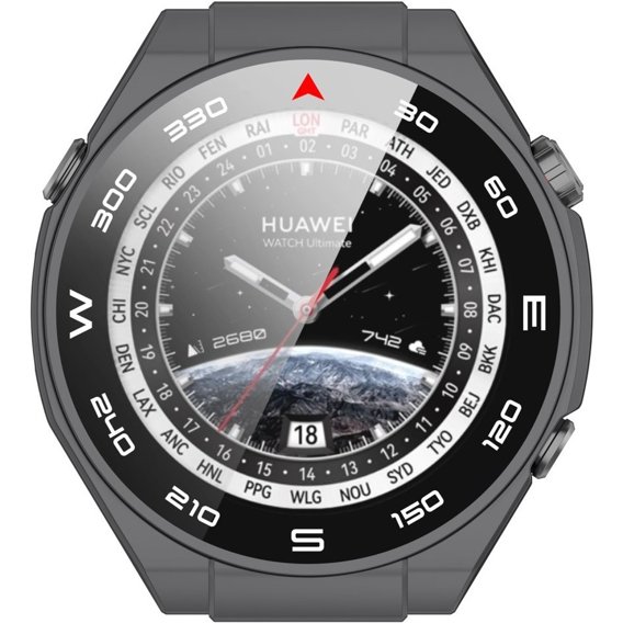 2в1 чохол та захисне скло для годинника Huawei Watch Ultimate, Grey