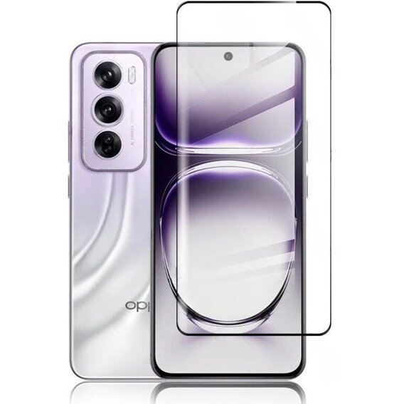 3D загартоване скло для Oppo Reno 12 Pro, чорна рамка