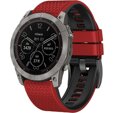 Силіконовий ремінець для Garmin Tactix 7 Pro / Fenix 7X / 6X Pro / 5X Plus,  червона / чорний