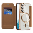 Чохол для Samsung Galaxy S22 5G гаманець FlipMag Secure з кришкою RFID, для MagSafe, коричневий