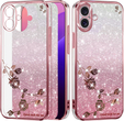 Чохол для iPhone 16 Plus, Glitter Flower, рожевий rose gold