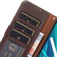 Чохол-книжка для Motorola Moto G73 5G, KHAZNEH RFID, коричневий / синій