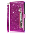 Чохол-книжка для Samsung Galaxy S24, Wallet Zipper Pocket Glittery, фіолетовий