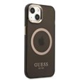 Чoхол GUESS до iPhone 13, Gold Outline Translucent MagSafe, чорний