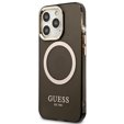 Чoхол GUESS до iPhone 13 Pro, Gold Outline Translucent MagSafe, чорний